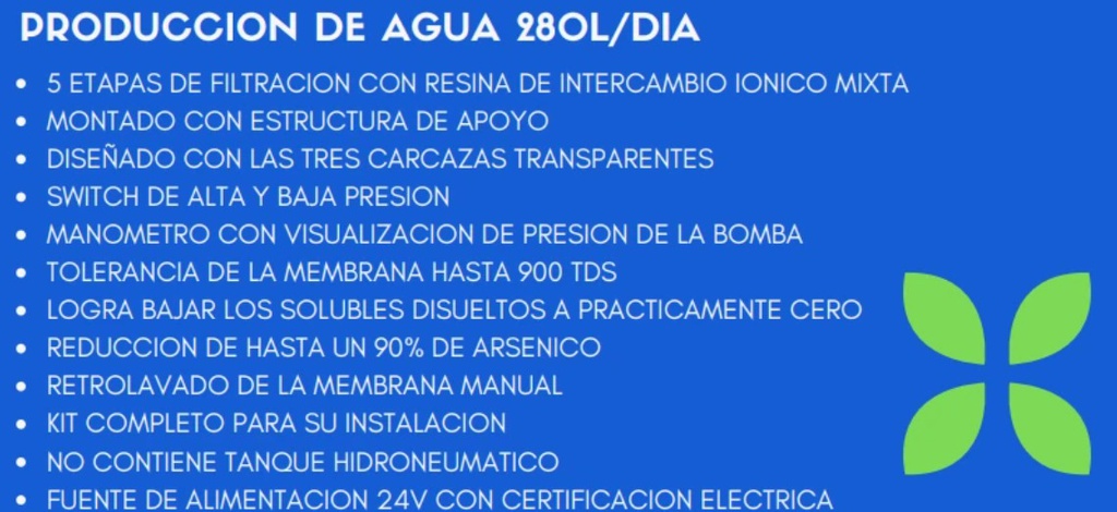 FILTRO DE OSMOSIS INVERSA 300L DIARIOS